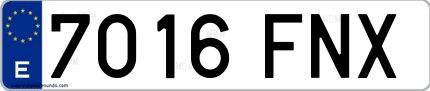 Ejemplo de matrícula española 7016 FNX