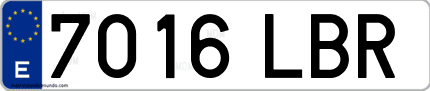 Ejemplo de matrícula de coche ordinaria 7016 LBR
