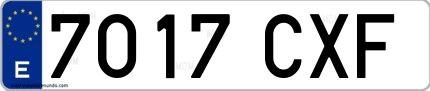 Ejemplo de matrícula española 7017 CXF