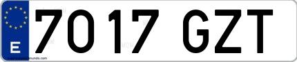 Ejemplo de matrícula española 7017 GZT