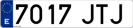 Ejemplo de matrícula de coche ordinaria 7017 JTJ