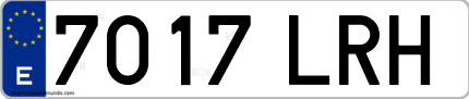 Ejemplo de matrícula de coche ordinaria 7017 LRH