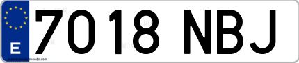 Ejemplo de matrícula de coche ordinaria 7018 NBJ
