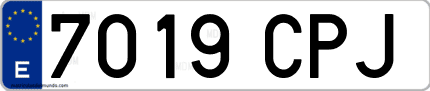Ejemplo de matrícula de coche ordinaria 7019 CPJ