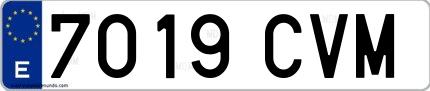 Ejemplo de matrícula española 7019 CVM