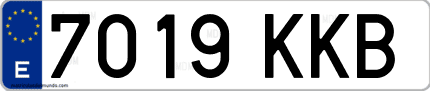 Ejemplo de matrícula de coche ordinaria 7019 KKB
