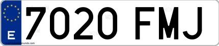Ejemplo de matrícula española 7020 FMJ