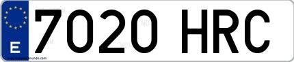 Ejemplo de matrícula española 7020 HRC