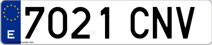 Ejemplo de matrícula de coche ordinaria 7021 CNV