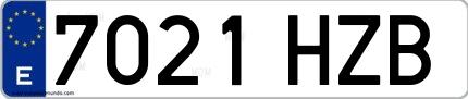 Ejemplo de matrícula española 7021 HZB