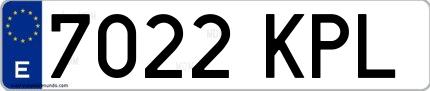 Ejemplo de matrícula española 7022 KPL