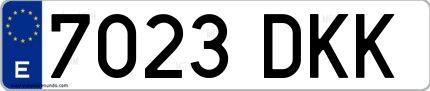 Ejemplo de matrícula española 7023 DKK