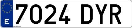 Ejemplo de matrícula española 7024 DYR