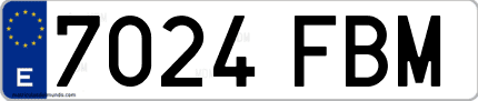Ejemplo de matrícula de coche ordinaria 7024 FBM