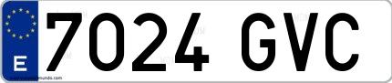Ejemplo de matrícula española 7024 GVC