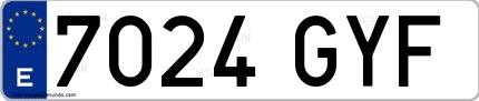 Ejemplo de matrícula española 7024 GYF