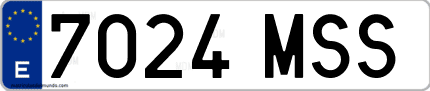 Ejemplo de matrícula de coche ordinaria 7024 MSS