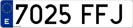 Ejemplo de matrícula de coche ordinaria 7025 FFJ