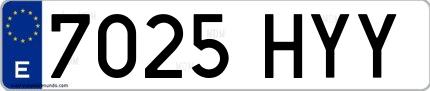 Ejemplo de matrícula española 7025 HYY
