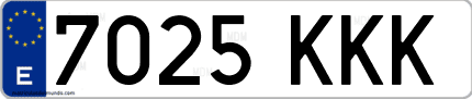 Ejemplo de matrícula de coche ordinaria 7025 KKK