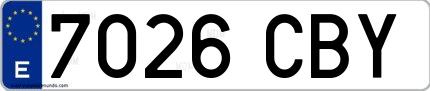 Ejemplo de matrícula española 7026 CBY
