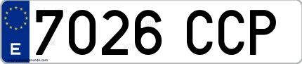 Ejemplo de matrícula española 7026 CCP