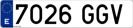 Ejemplo de matrícula de coche ordinaria 7026 GGV