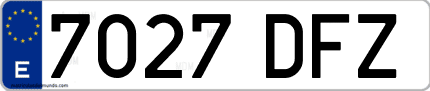 Ejemplo de matrícula de coche ordinaria 7027 DFZ