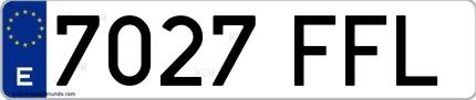 Ejemplo de matrícula española 7027 FFL
