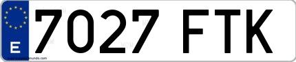 Ejemplo de matrícula española 7027 FTK