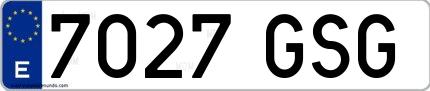 Ejemplo de matrícula española 7027 GSG