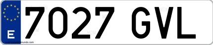 Ejemplo de matrícula española 7027 GVL