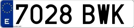 Ejemplo de matrícula española 7028 BWK