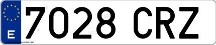 Ejemplo de matrícula española 7028 CRZ