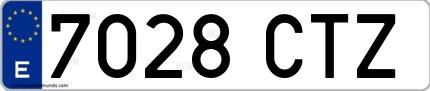 Ejemplo de matrícula española 7028 CTZ