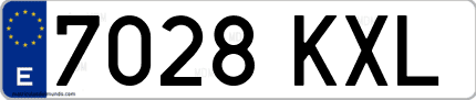 Ejemplo de matrícula de coche ordinaria 7028 KXL