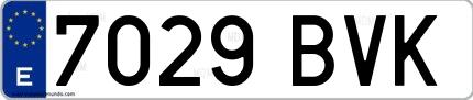 Ejemplo de matrícula española 7029 BVK