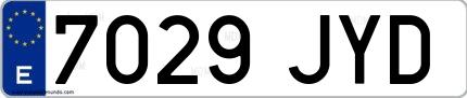Ejemplo de matrícula española 7029 JYD
