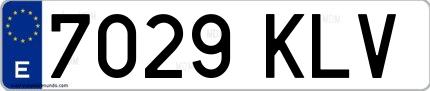 Ejemplo de matrícula española 7029 KLV