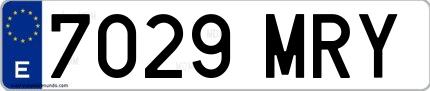Ejemplo de matrícula española 7029 MRY