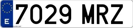 Ejemplo de matrícula española 7029 MRZ
