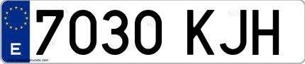 Ejemplo de matrícula española 7030 KJH