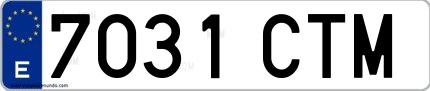 Ejemplo de matrícula española 7031 CTM