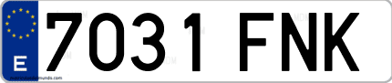 Ejemplo de matrícula de coche ordinaria 7031 FNK
