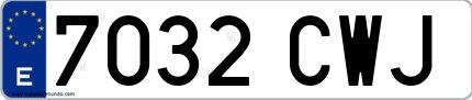 Ejemplo de matrícula española 7032 CWJ