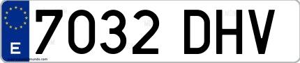 Ejemplo de matrícula española 7032 DHV