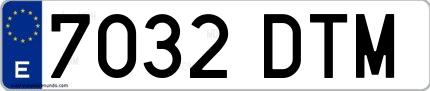 Ejemplo de matrícula española 7032 DTM