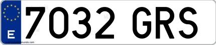 Ejemplo de matrícula española 7032 GRS