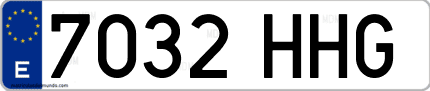 Ejemplo de matrícula de coche ordinaria 7032 HHG