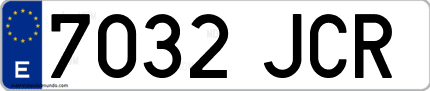 Ejemplo de matrícula de coche ordinaria 7032 JCR